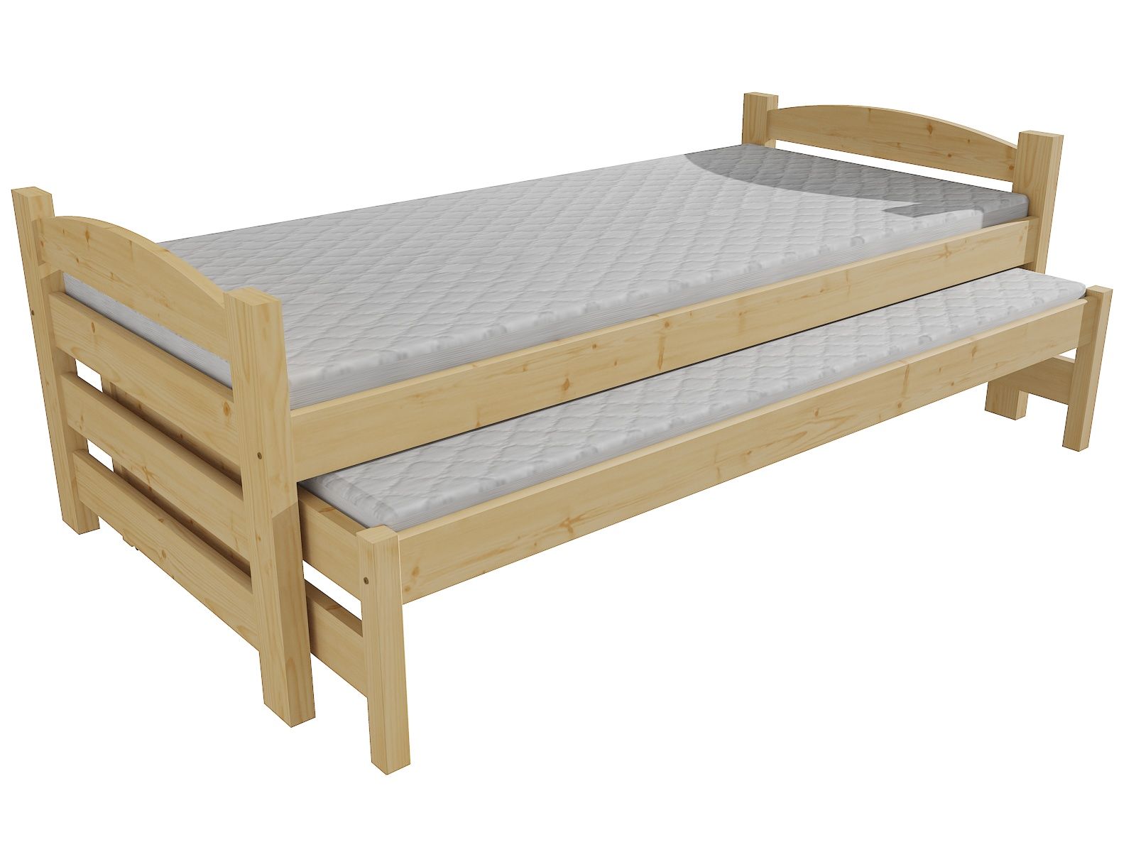 Dětská postel s výsuvnou přistýlkou DPV 009 Rozměr: 90 x 200 cm, Barva: bezbarvý lak