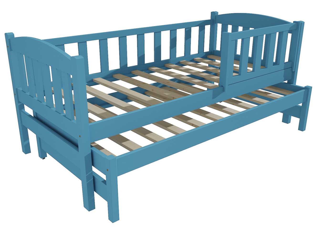 Dětská postel s výsuvnou přistýlkou DPV 013 se zábranou Rozměr: 90 x 190 cm, Barva: barva modrá