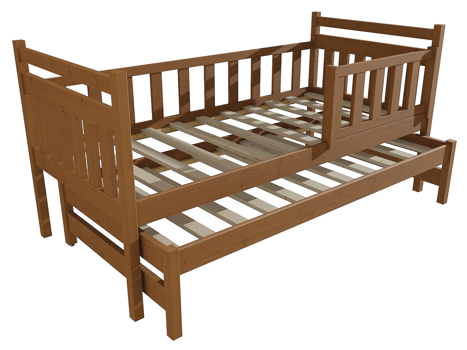 Dětská postel s výsuvnou přistýlkou DPV 004 se zábranou Rozměr: 90 x 190 cm, Barva: barva bílá