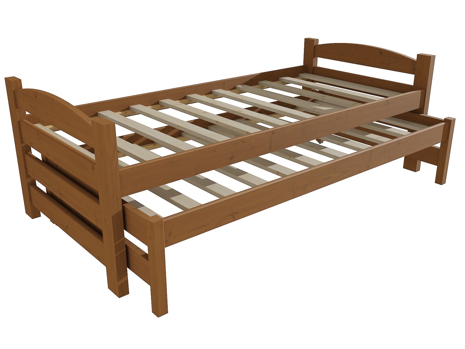 Dětská postel s výsuvnou přistýlkou DPV 009 Rozměr: 90 x 200 cm, Barva: bezbarvý lak