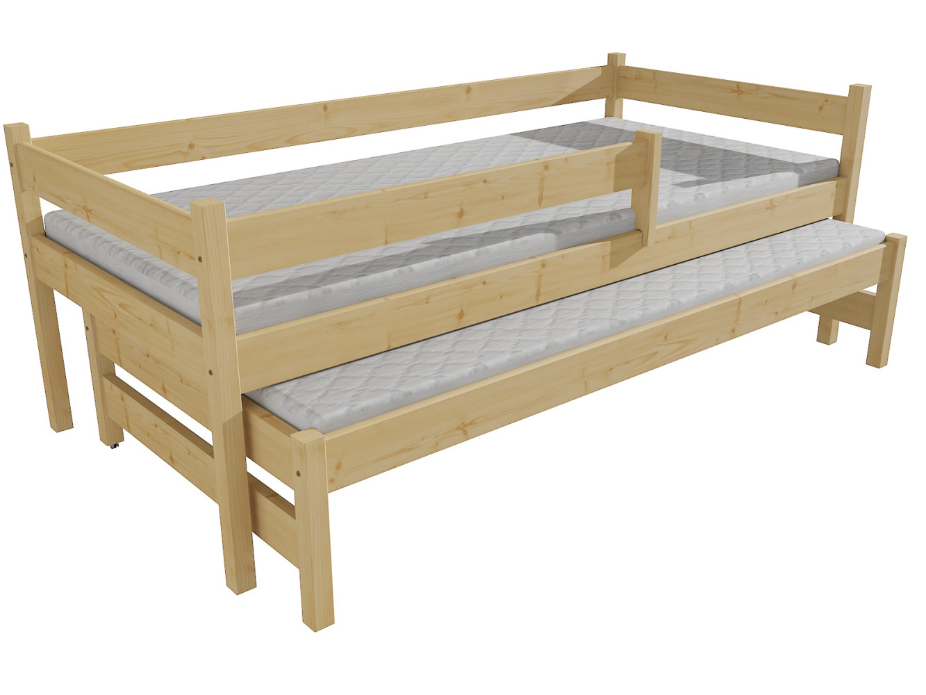 Dětská postel s výsuvnou přistýlkou DPV 017 se zábranou Rozměr: 90 x 190 cm, Barva: barva šedá