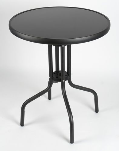 Balkonový stolek kovový se skleněnou deskou průměr 60 cm