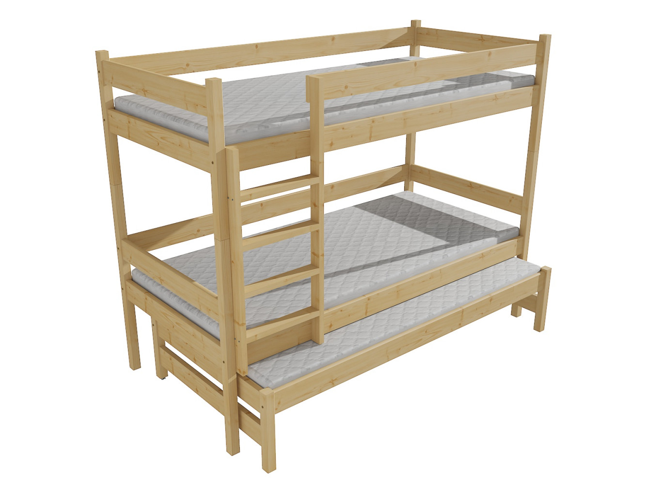 Patrová postel s výsuvnou přistýlkou PPV 013 Rozměr: 80 x 200 cm, Barva: moření ořech, Prostor mezi lůžky: 80 cm