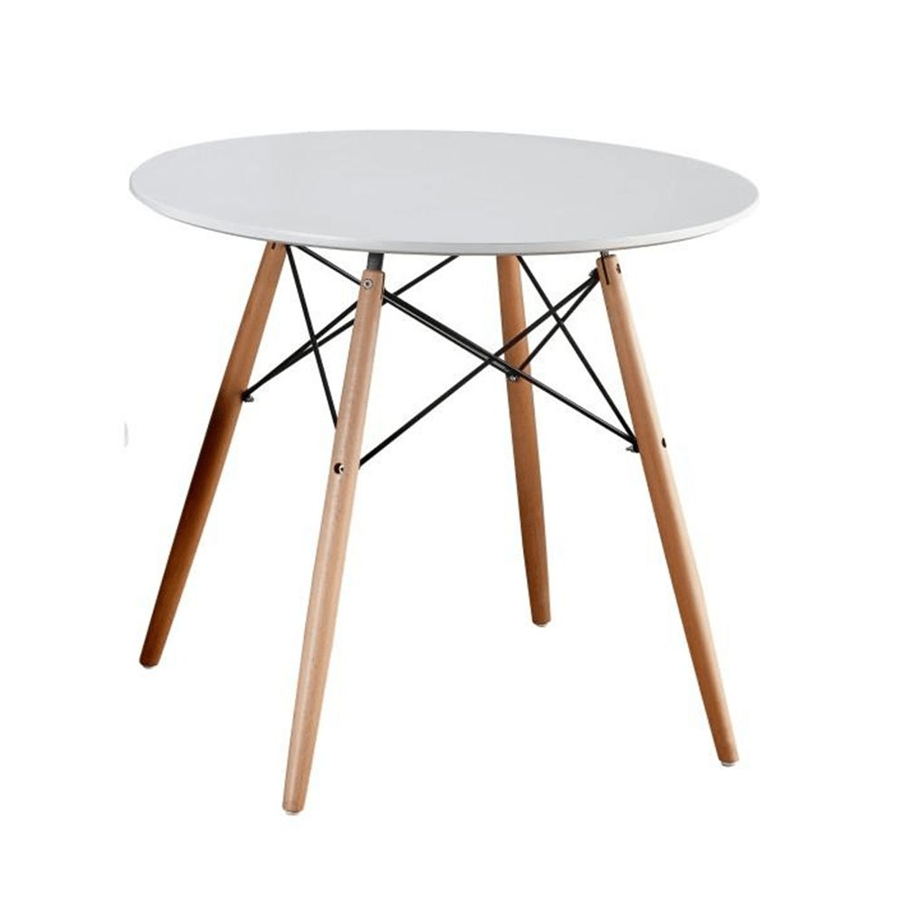 Jídelní stůl, bílá / buk, průměr 80 cm, Gamin New 80