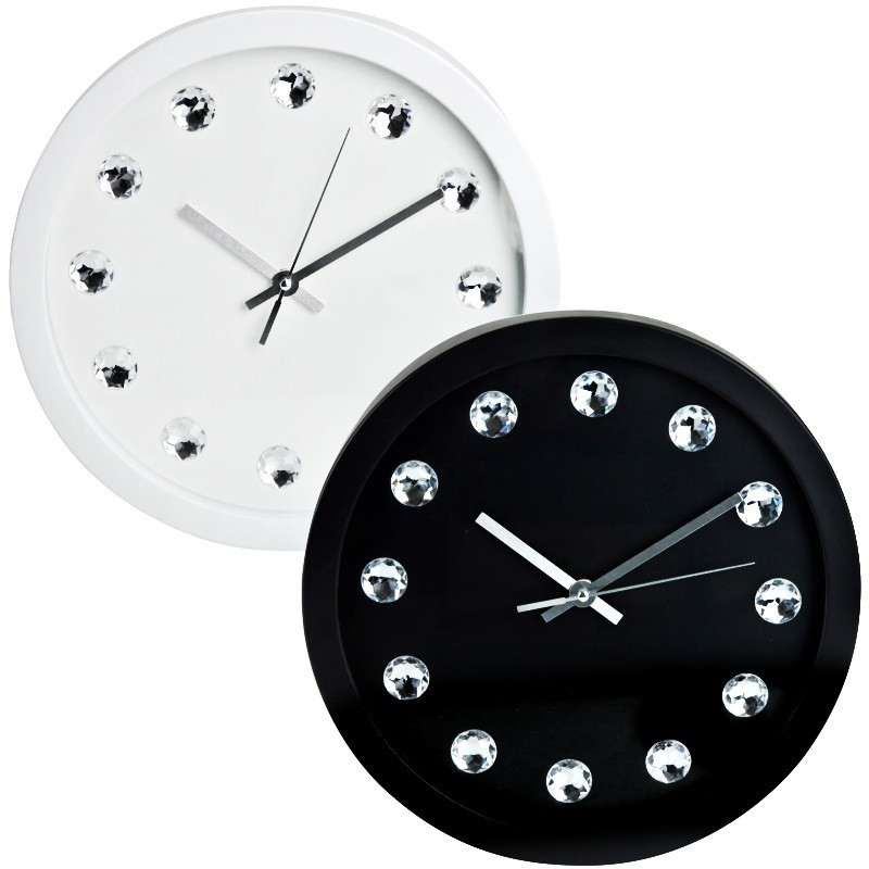Nástěnné hodiny ručičkové s krystaly 30 cm bílá KO-837164270bila