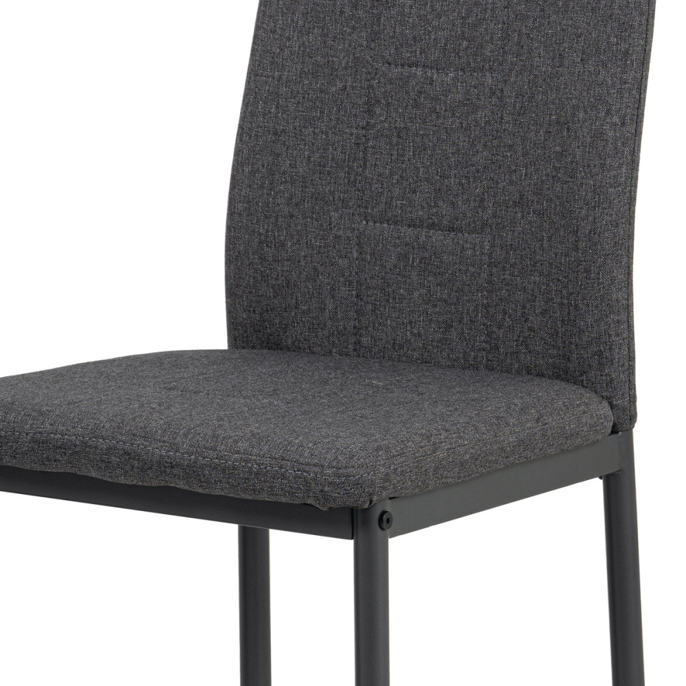 Jídelní židle, potah šedá látka, kovová čtyřnohá podnož, antracitový matný lak - DCL-391 GREY2 AKCE