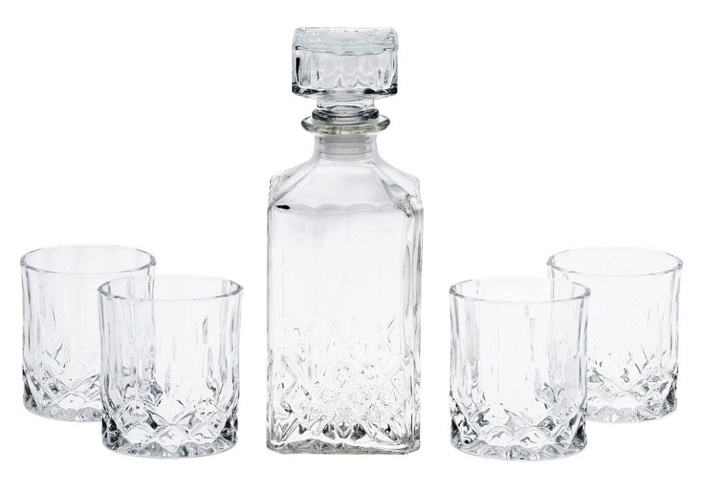 Whiskey set karafa + sklenice sada 5 ks křišťálové sklo, 0,9L KO-YE7300760