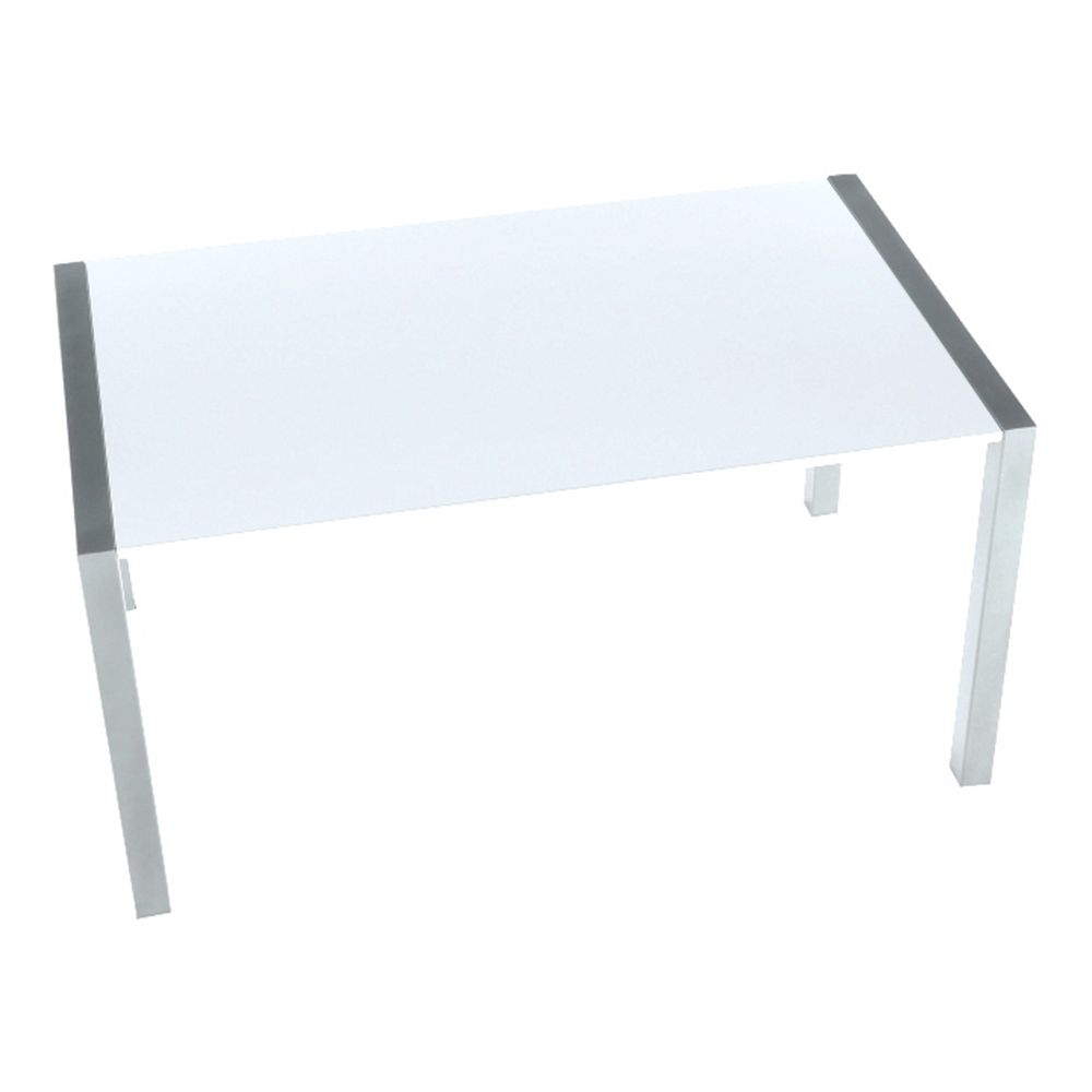 Jídelní stůl, rozkládací, MDF / kov, bílá extra vysoký lesk HG, 150-190-230x90 cm, DARO