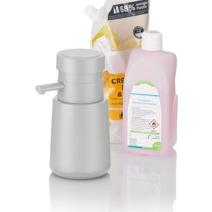 Dávkovač mýdla a desinfekce AURIE 450 ml střbrná KL-24502