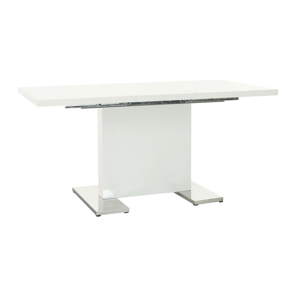 Rozkládací jídelní stůl, bílá vysoký lesk HG, 120-160x80 cm, IRAKOL