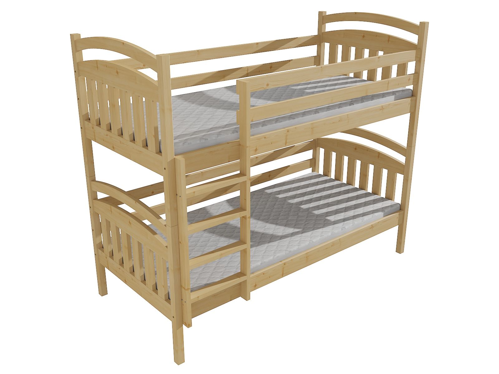 Patrová postel PP 003 Rozměr: 90 x 200 cm, Barva: bezbarvý lak, Prostor mezi lůžky: 80 cm