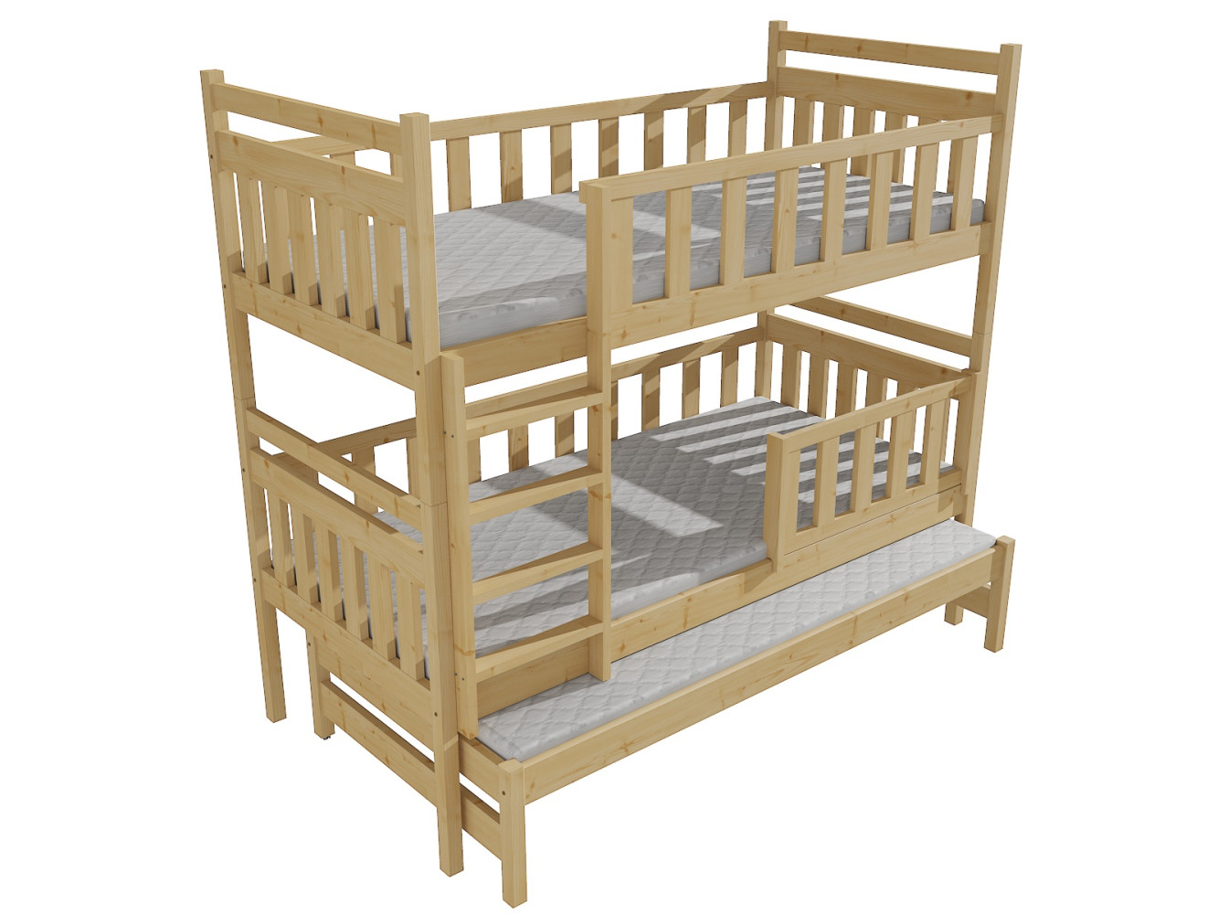 Patrová postel s výsuvnou přistýlkou PPV 008 se zábranou Rozměr: 80 x 200 cm, Barva: moření olše, Prostor mezi lůžky: 80 cm