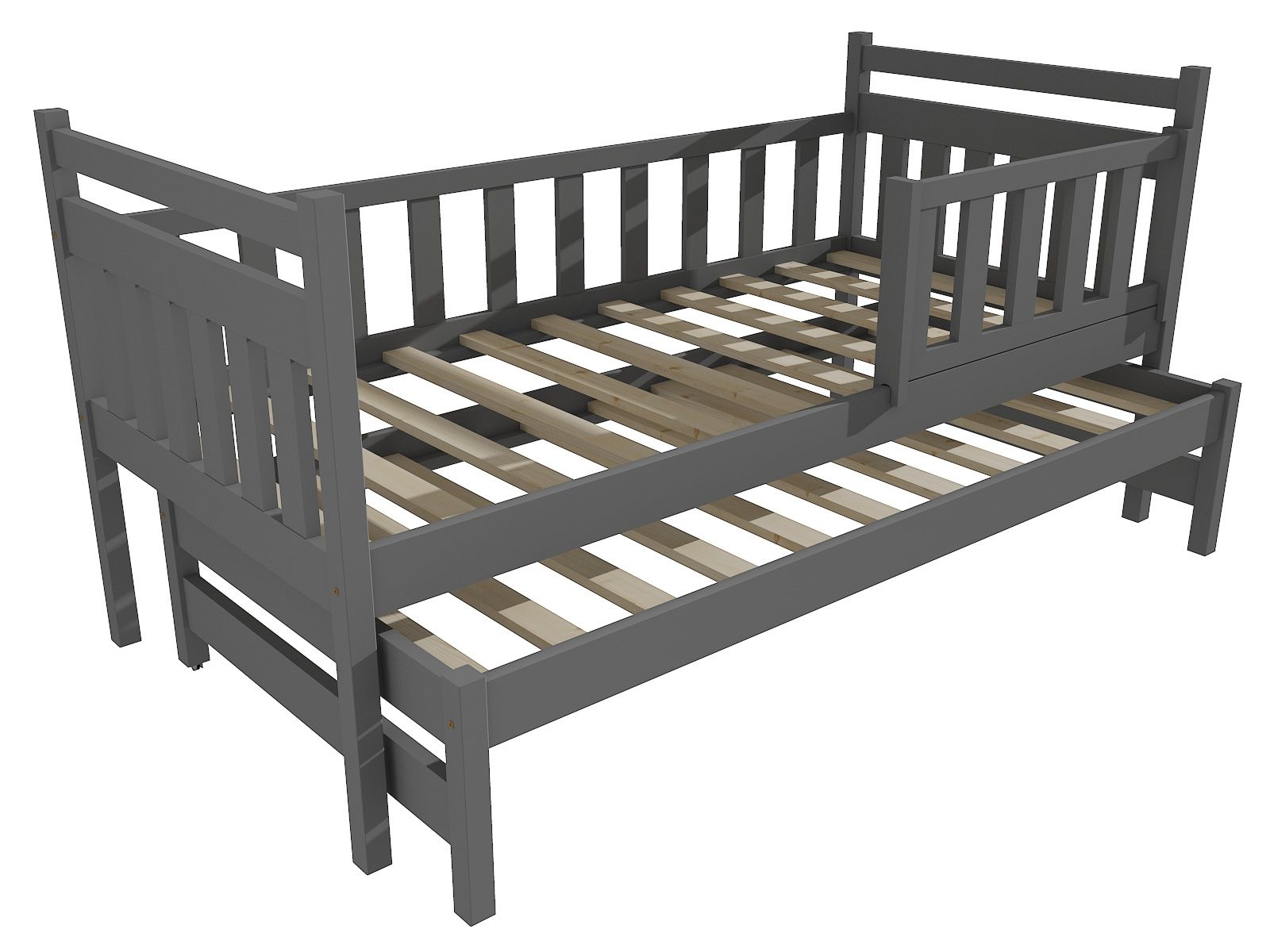 Dětská postel s výsuvnou přistýlkou DPV 004 se zábranou Rozměr: 90 x 190 cm, Barva: barva bílá