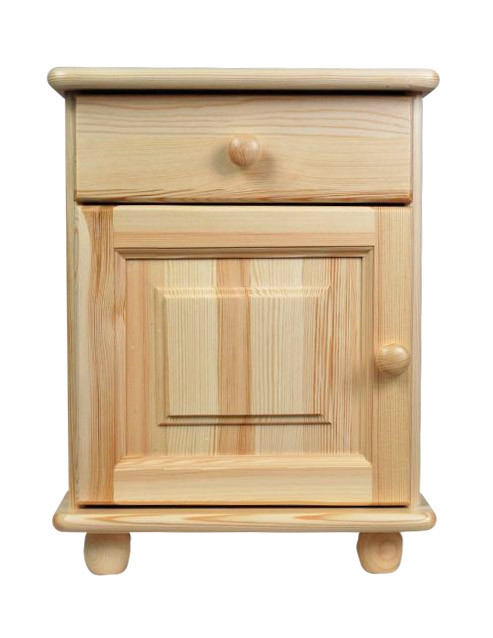 Noční stolek masiv borovice se skříňkou a zásuvkou LILY Barva: bezbarvý lak