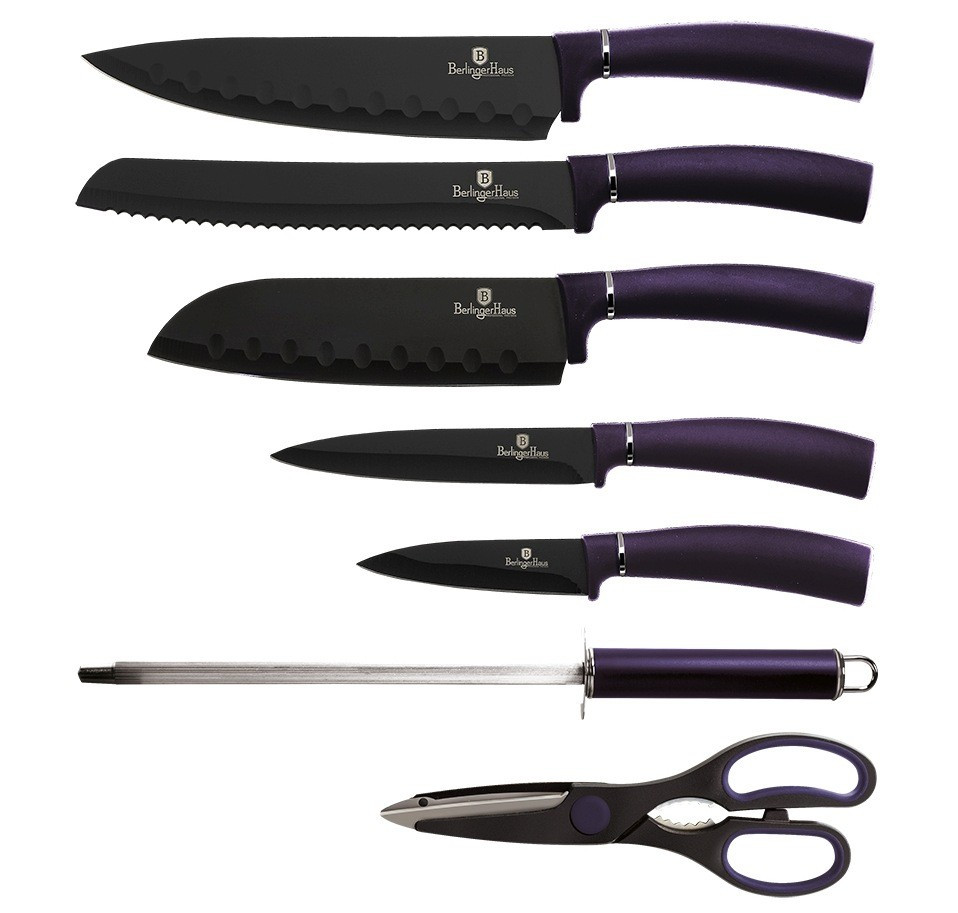 Sada nožů ve stojanu 8 ks Purple Metallic Line BH-2560