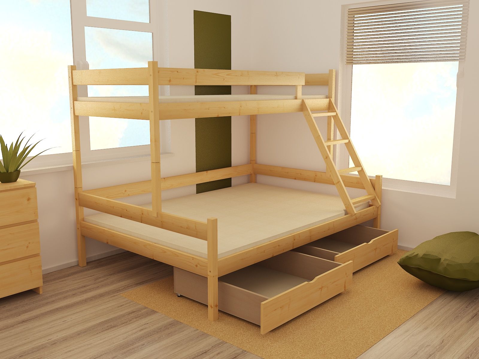 Patrová postel s rozšířeným spodním lůžkem PPS 002 Rozměr: 80/160 x 200 cm, Barva: barva šedá