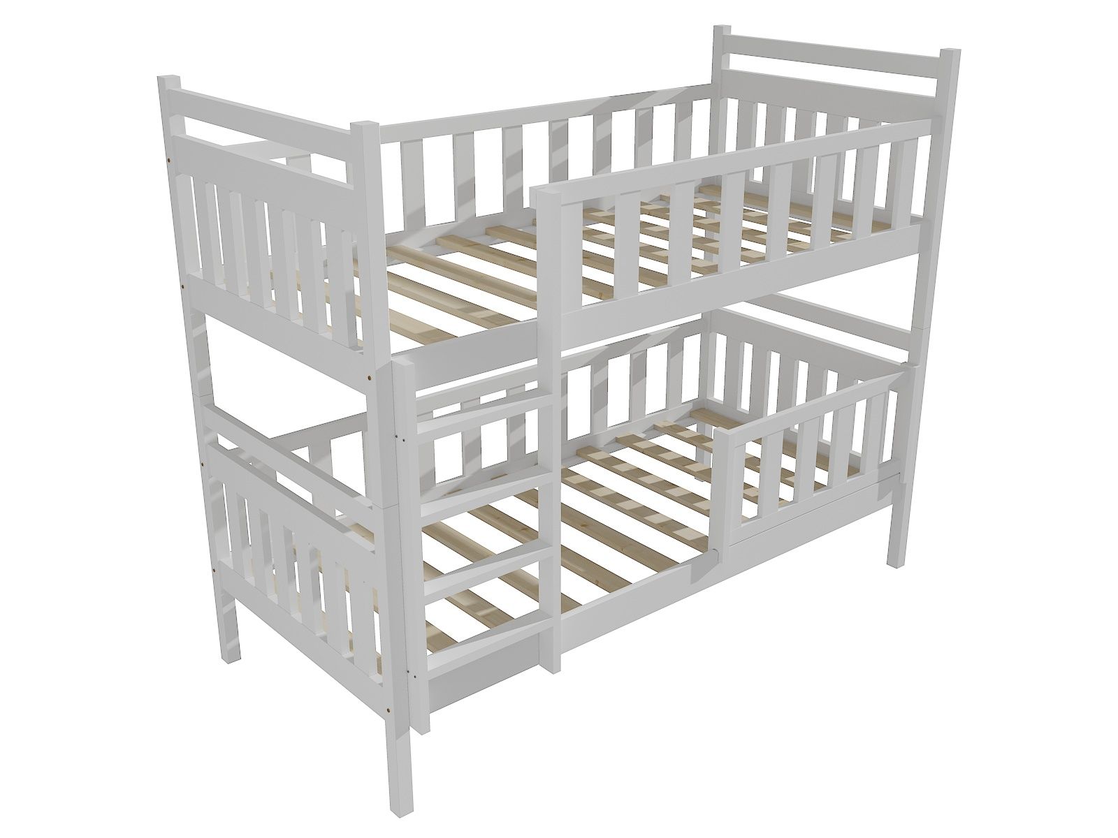 Patrová postel PP 009 se zábranou Rozměr: 80 x 180 cm, Barva: barva bílá, Prostor mezi lůžky: 80 cm