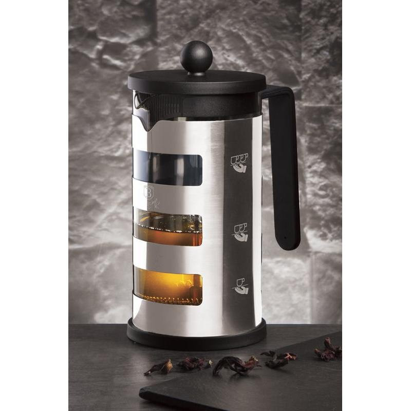 Konvice na čaj a kávu french press 1 l Black Silver Collection BH-7807