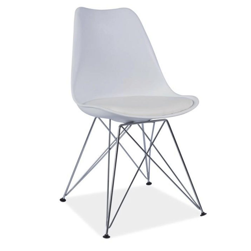 Židle, bílá + chrom, METAL NEW