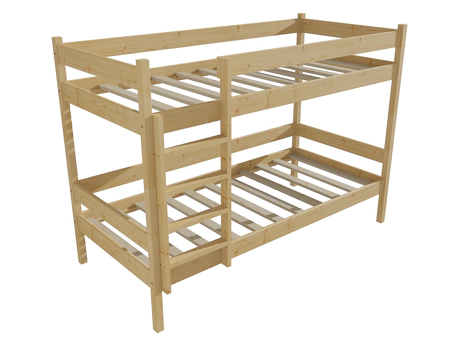 Patrová postel PP 002 Rozměr: 80 x 190 cm, Prostor mezi lůžky: 90 cm, Barva: bezbarvý lak