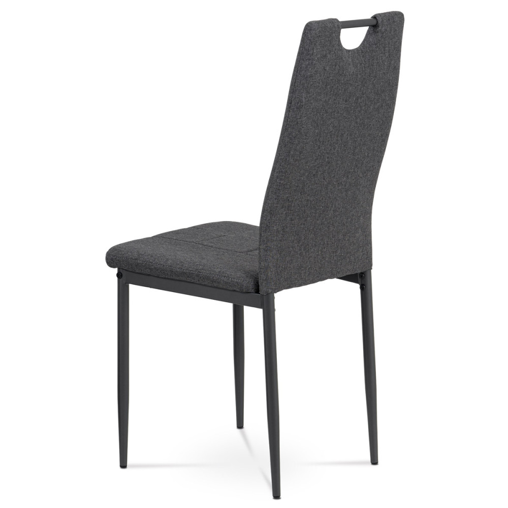 Jídelní židle, potah šedá látka, kovová čtyřnohá podnož, antracitový matný lak - DCL-391 GREY2 AKCE