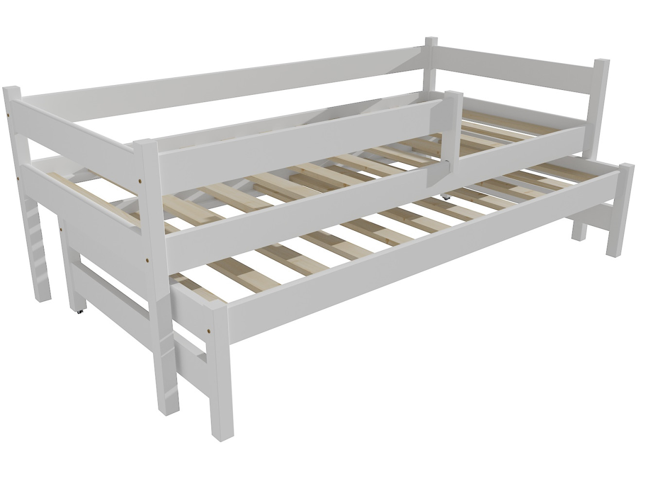 Dětská postel s výsuvnou přistýlkou DPV 017 se zábranou Rozměr: 80 x 190 cm, Barva: surové dřevo